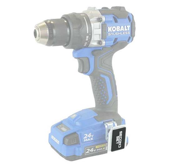 Second Set rare earth magnet attached to a Kobalt drill using 3M adhesive, offering a strong hold for screws and bits during projects.