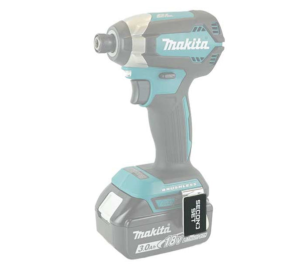 Second Set rare earth N52 magnet affixed to a Makita impact driver using 3M adhesive, ensuring screws and bits are safely stored.