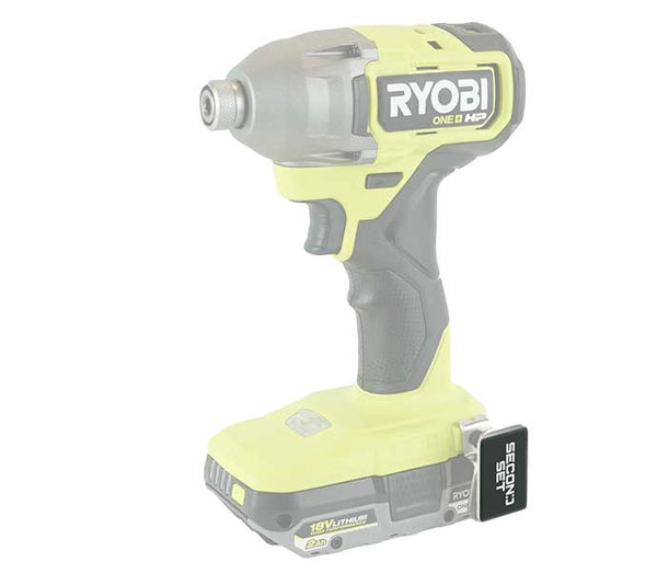 Second Set rare earth N52 magnet on a Ryobi impact driver with 3M adhesive, ensuring screws and bits are always within reach.
